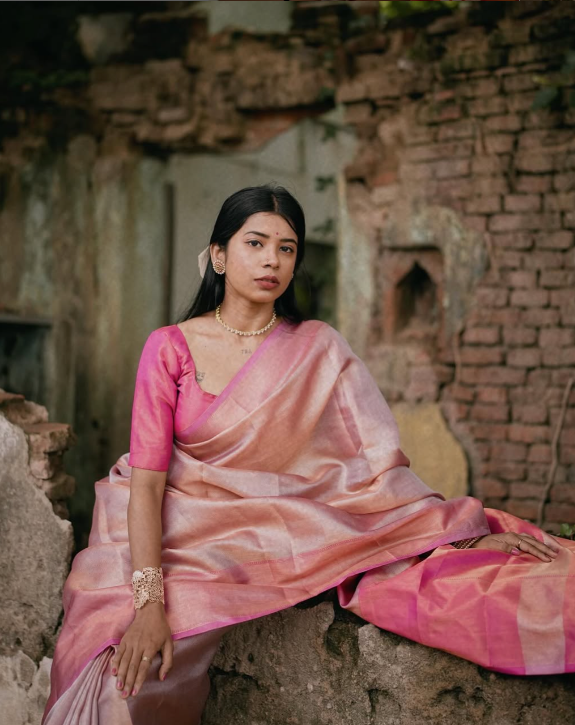 Rose Glow Tissue Silk Saree