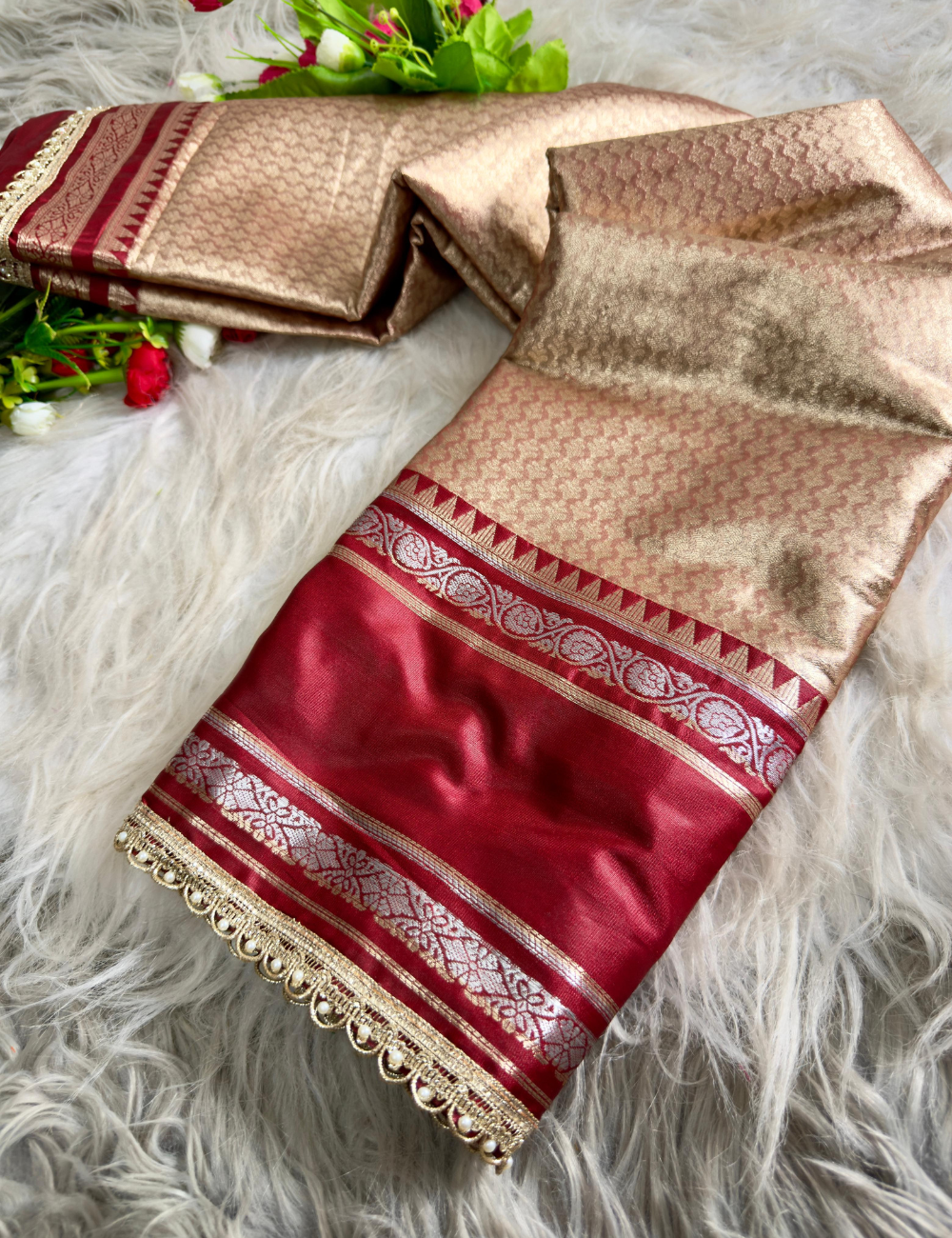 Maroon Gold - soft tissue silk