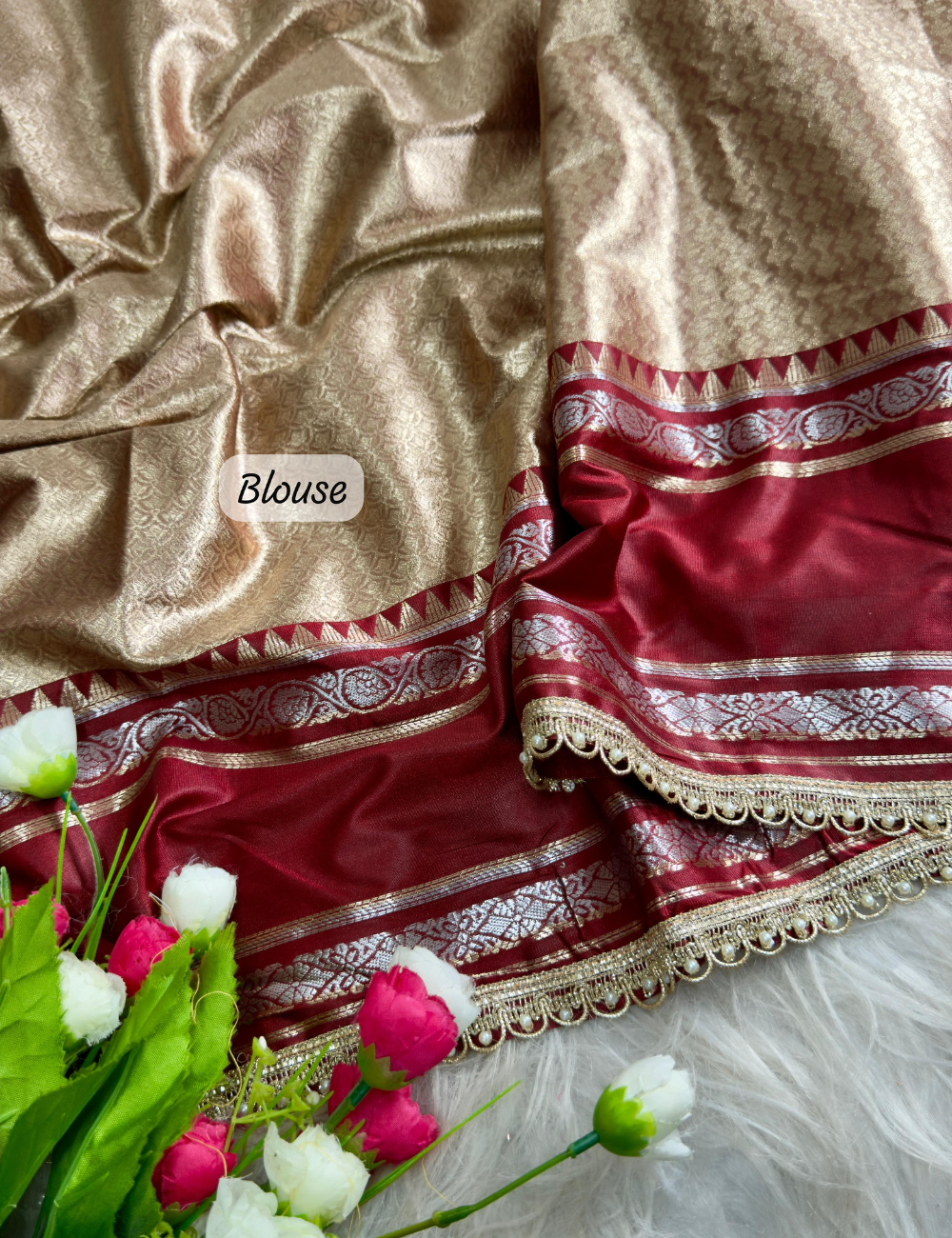 Maroon Gold - soft tissue silk