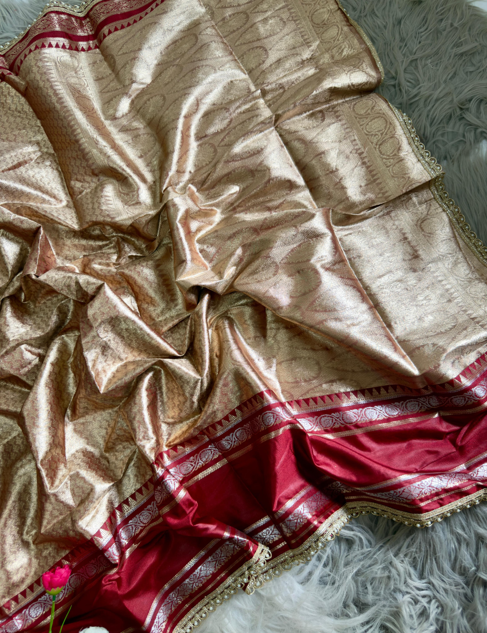 Maroon Gold - soft tissue silk