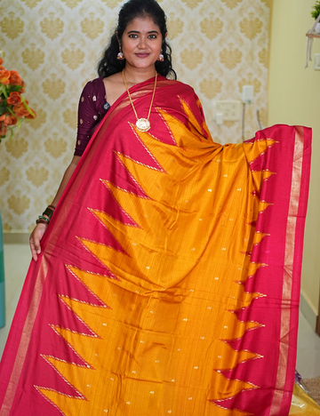 Mustard Maroon dola viscose crepe