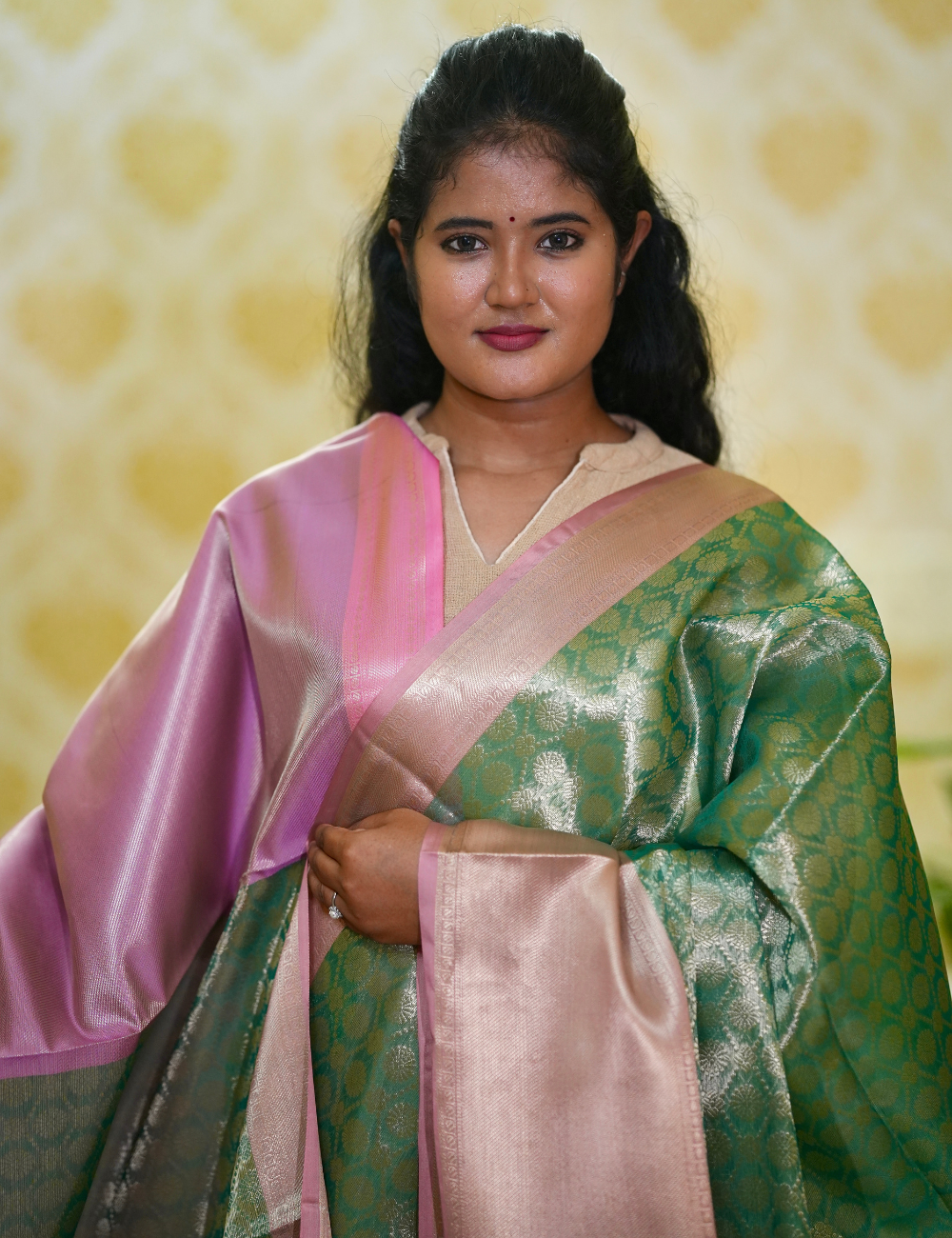 Pastel green Katan tissue silk