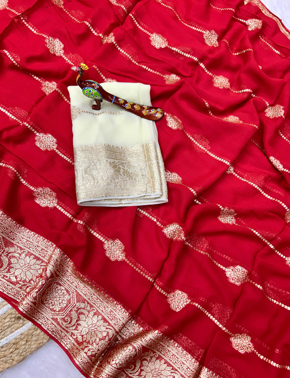 Viscose georgette - A Royal Zari Saree Ensemble