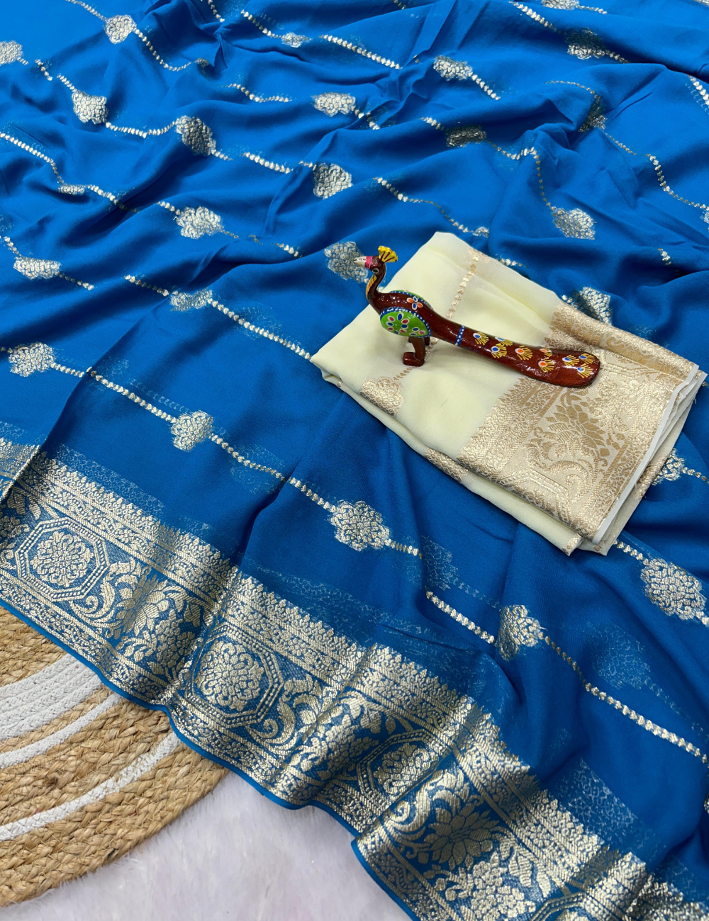 Viscose georgette - A Royal Zari Saree Ensemble