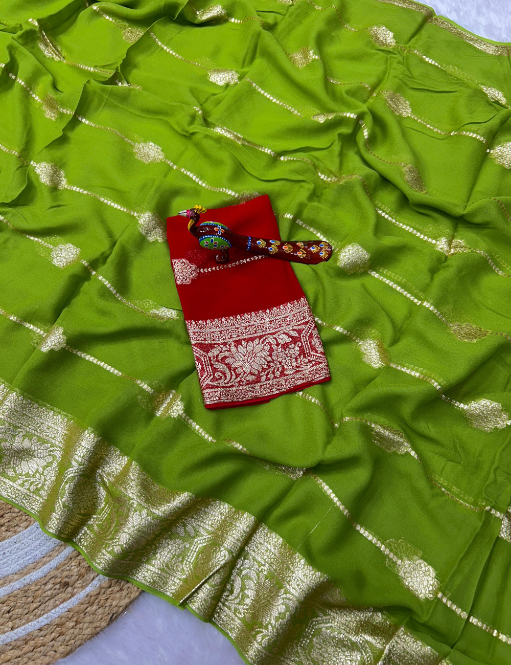 Viscose georgette - A Royal Zari Saree Ensemble