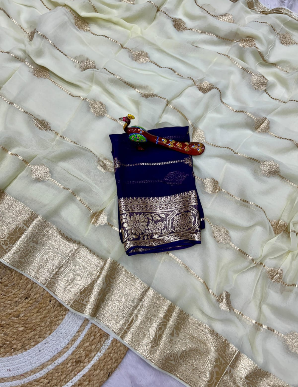 Viscose georgette - A Royal Zari Saree Ensemble
