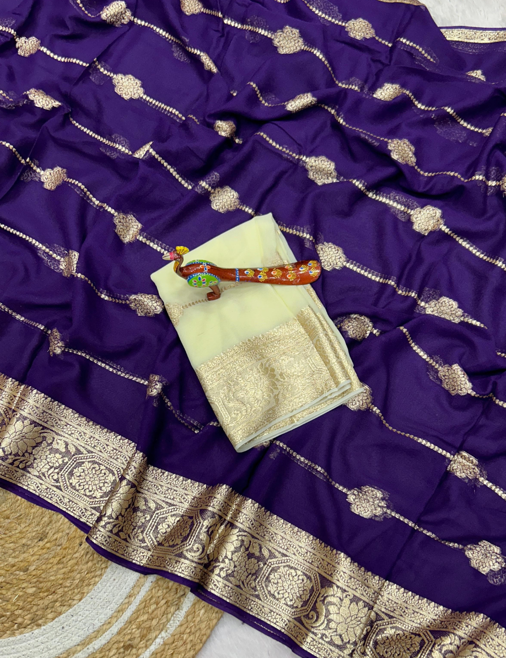 Viscose georgette - A Royal Zari Saree Ensemble