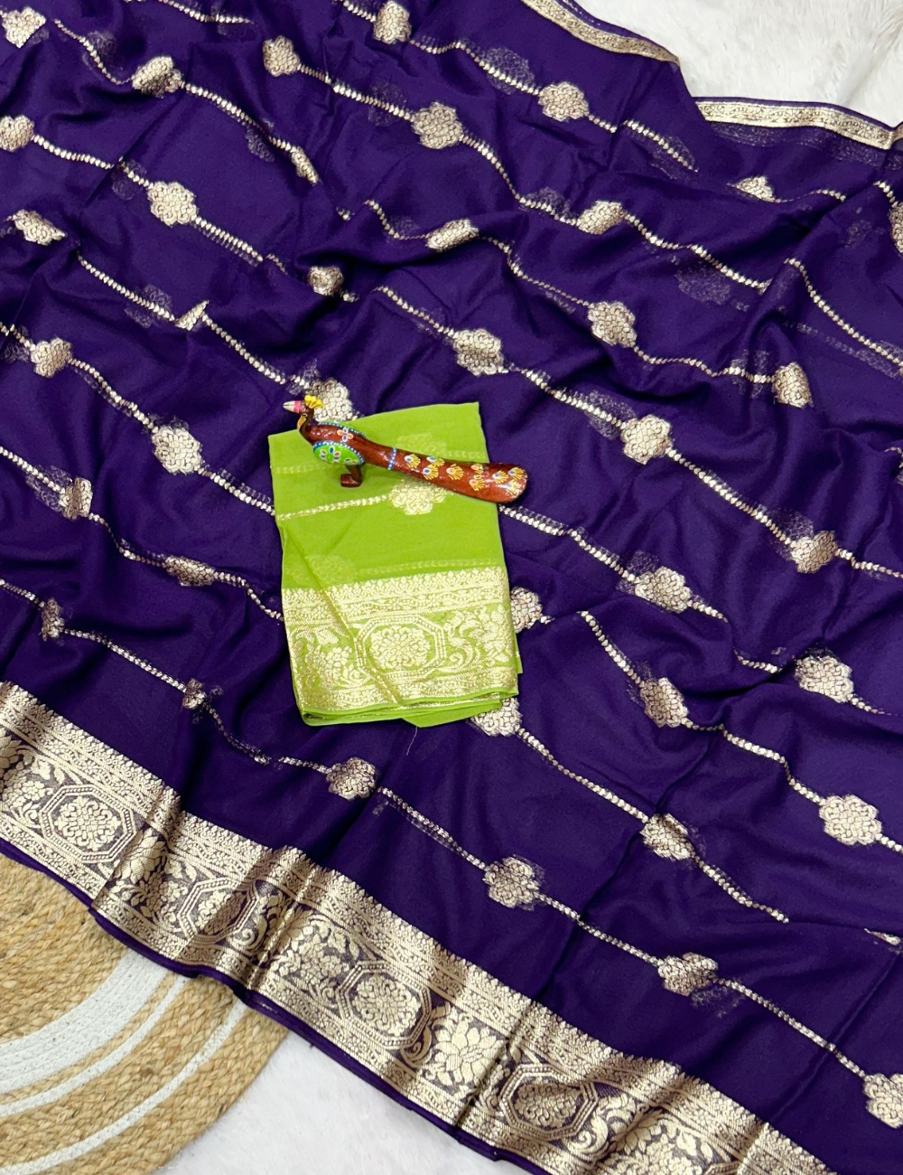 Viscose georgette - A Royal Zari Saree Ensemble