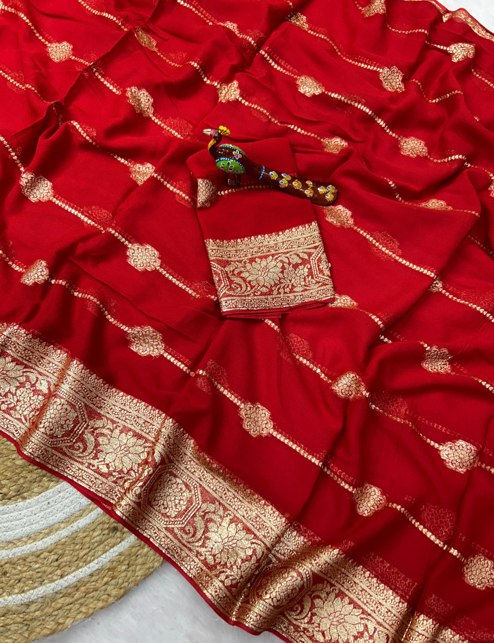 Viscose georgette - A Royal Zari Saree Ensemble