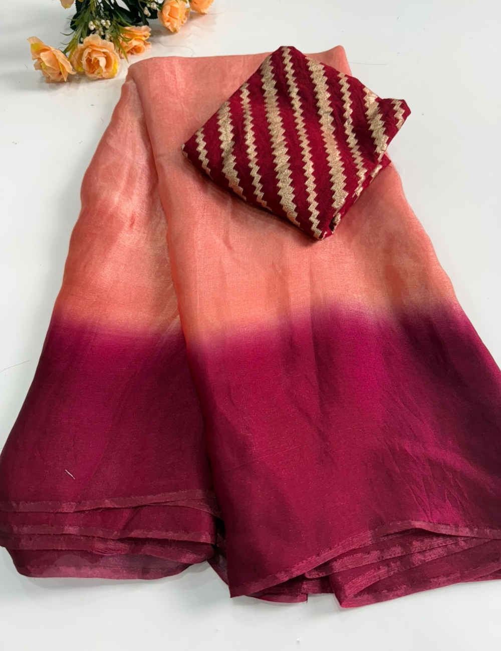 Fendy Satin with Banarasi Dola Silk Blouse