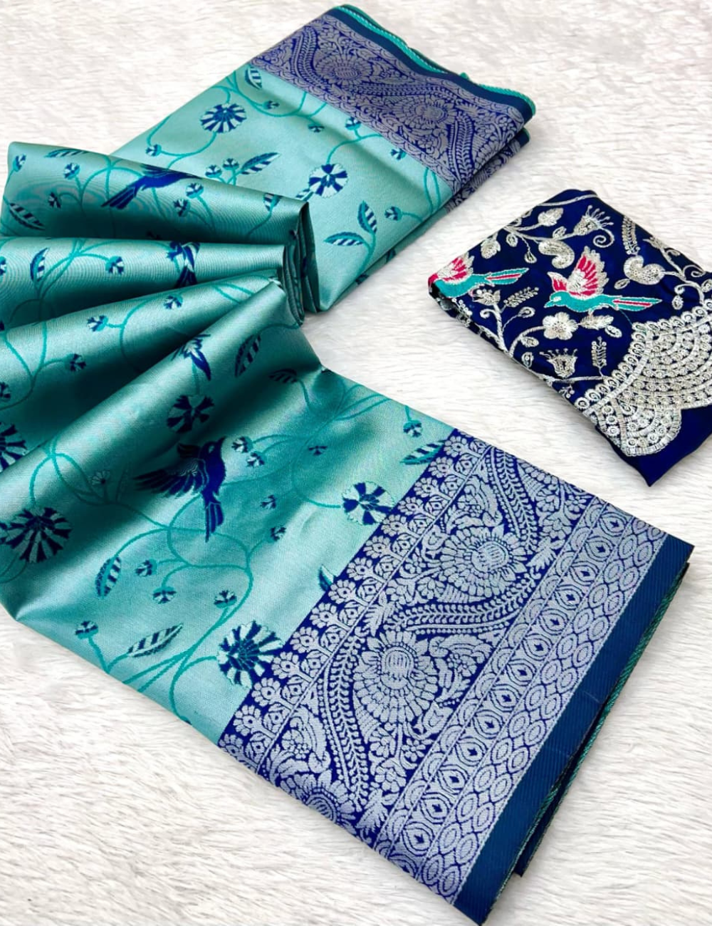 Teal Elegance Kanchipuram Silk Saree