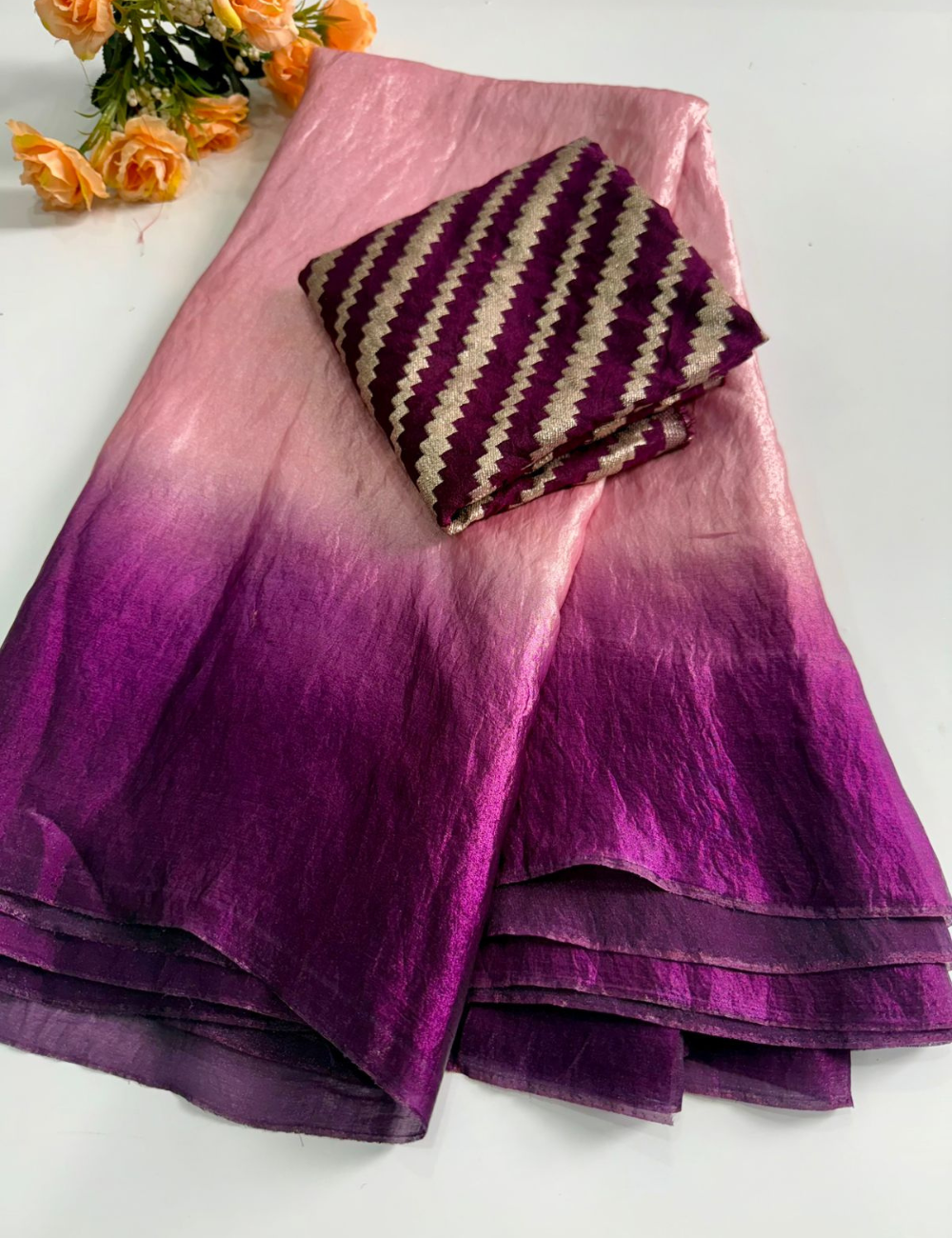 Fendy Satin with Banarasi Dola Silk Blouse