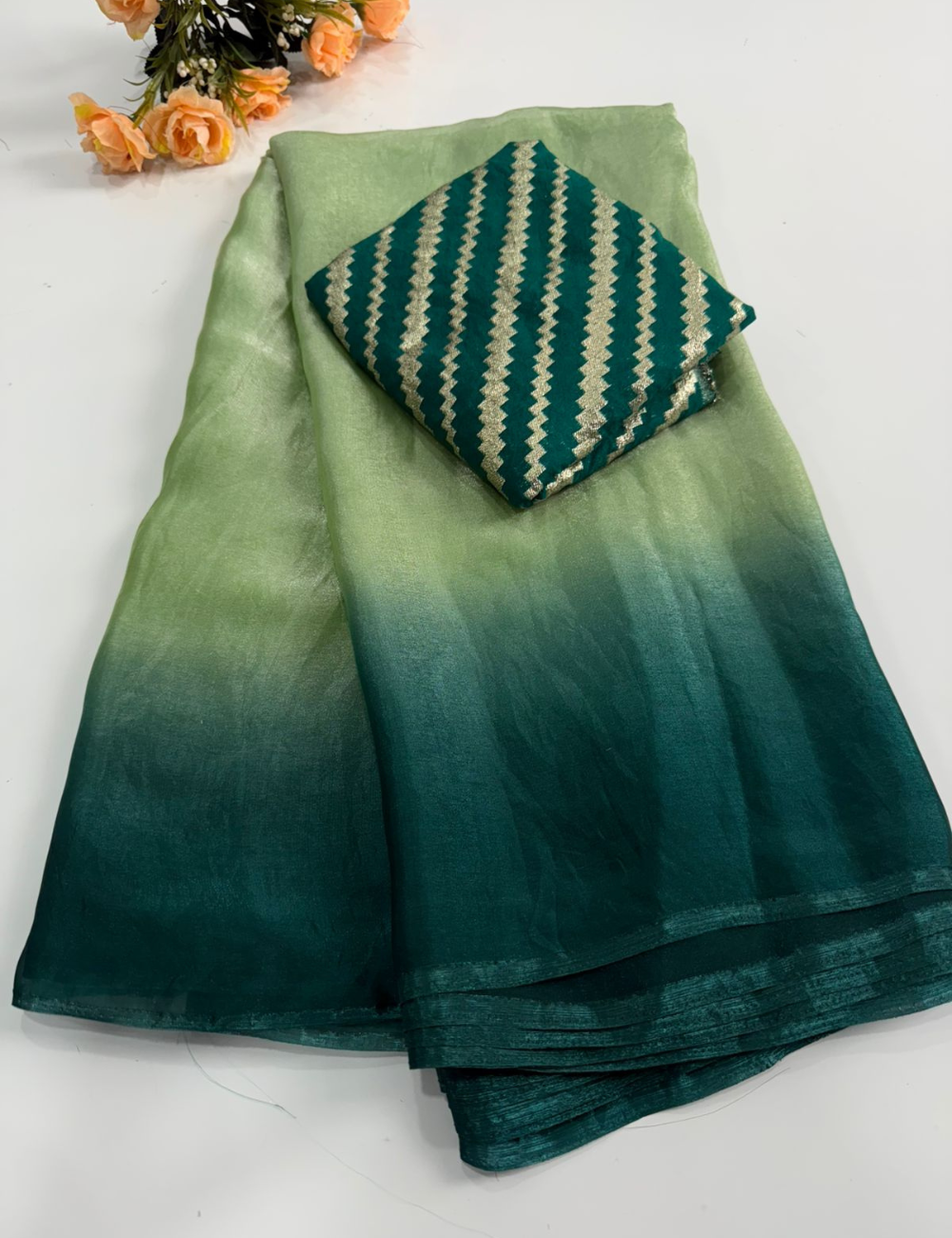 Fendy Satin with Banarasi Dola Silk Blouse