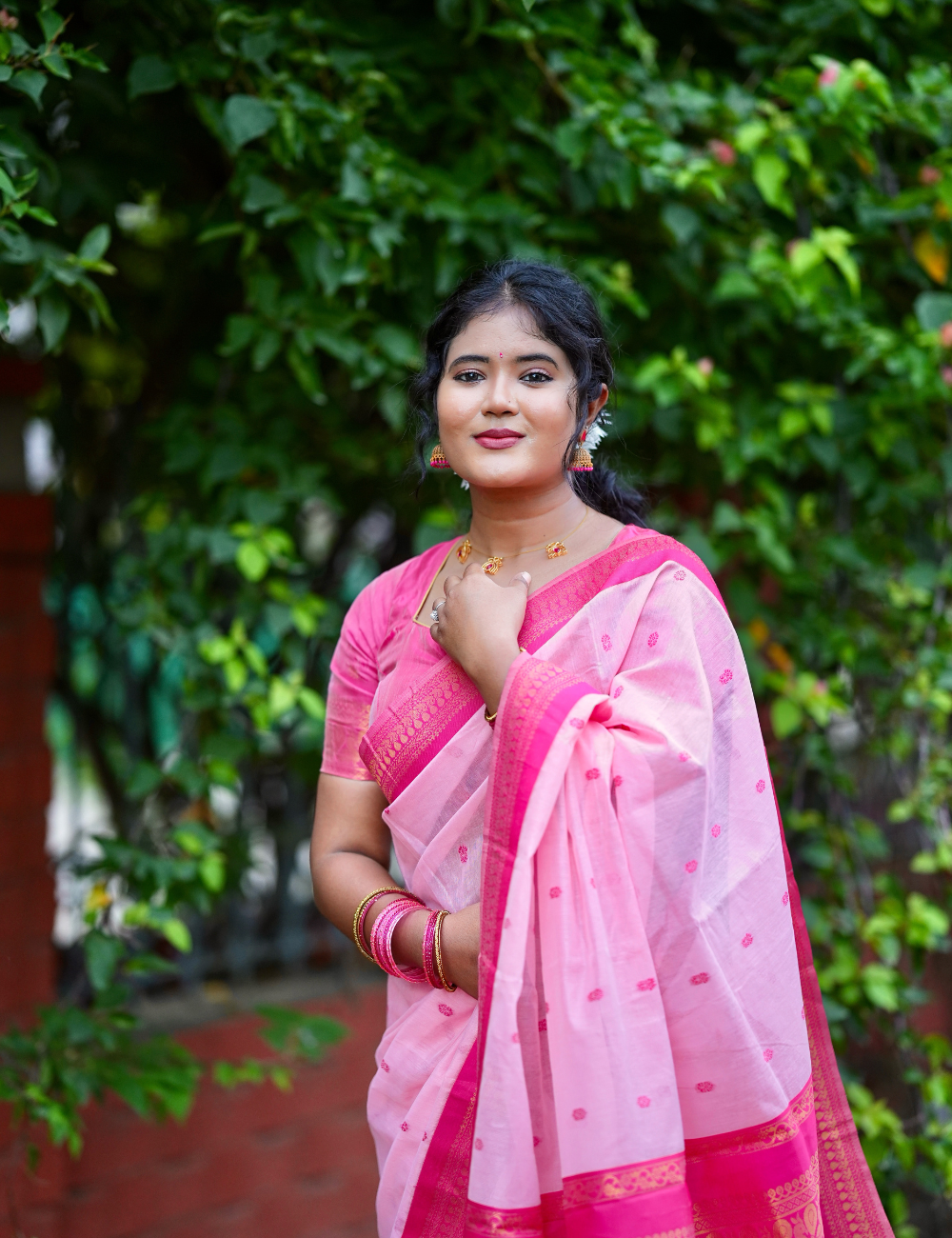 Ethnic Zari Cotton Saree Ensemble