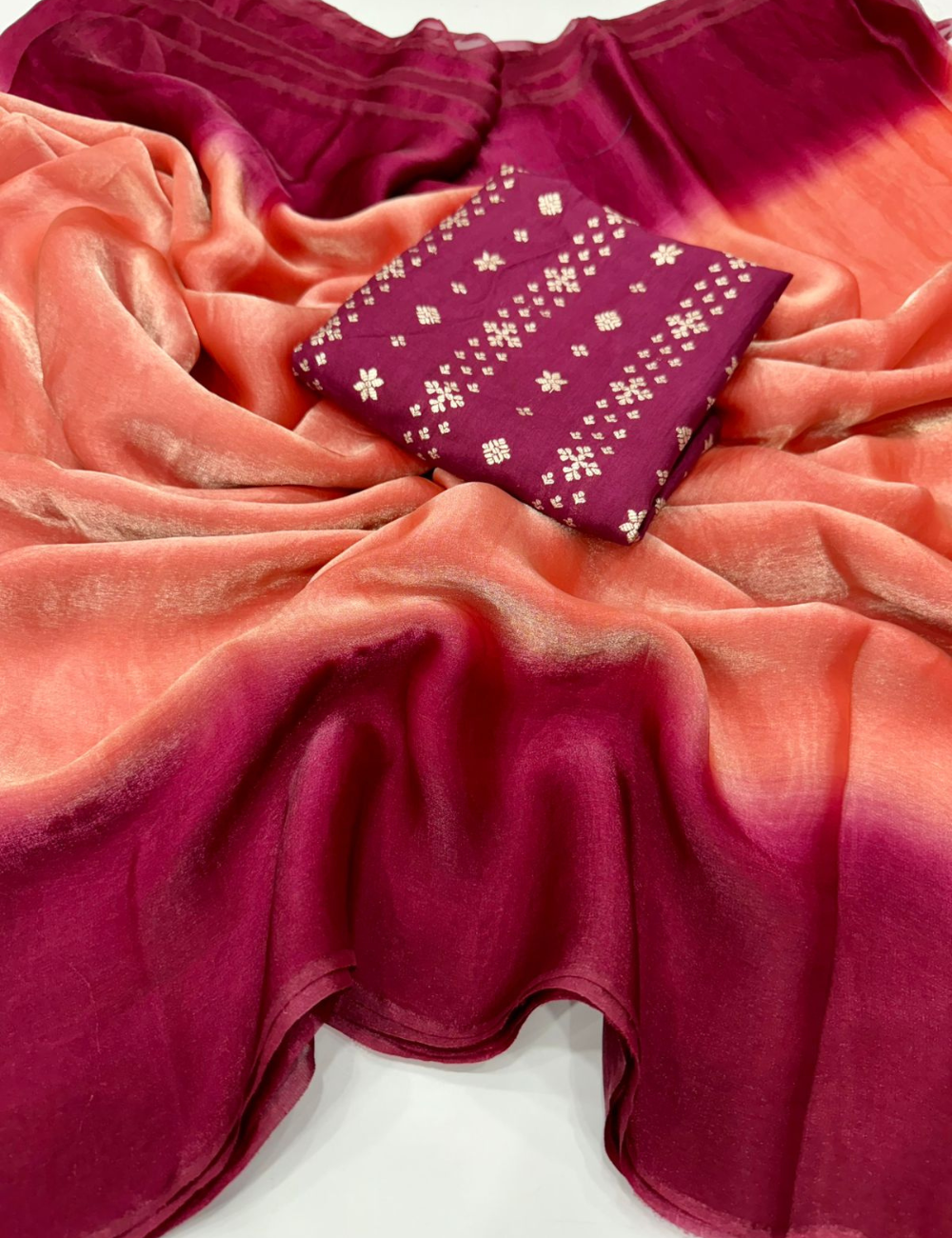 Fendy Satin Dual-Shade Saree