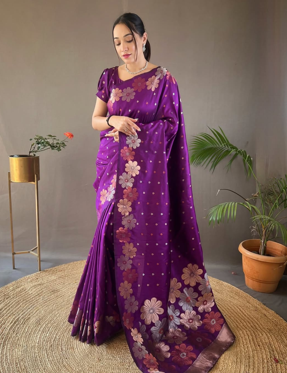 Banarasi Soft Silk with Floral Weaving