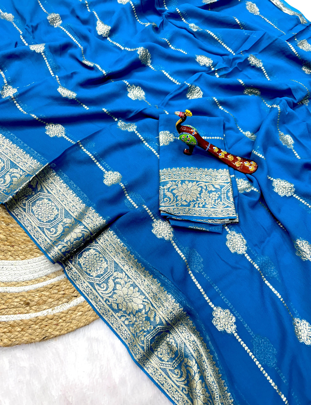 Viscose georgette - A Royal Zari Saree Ensemble