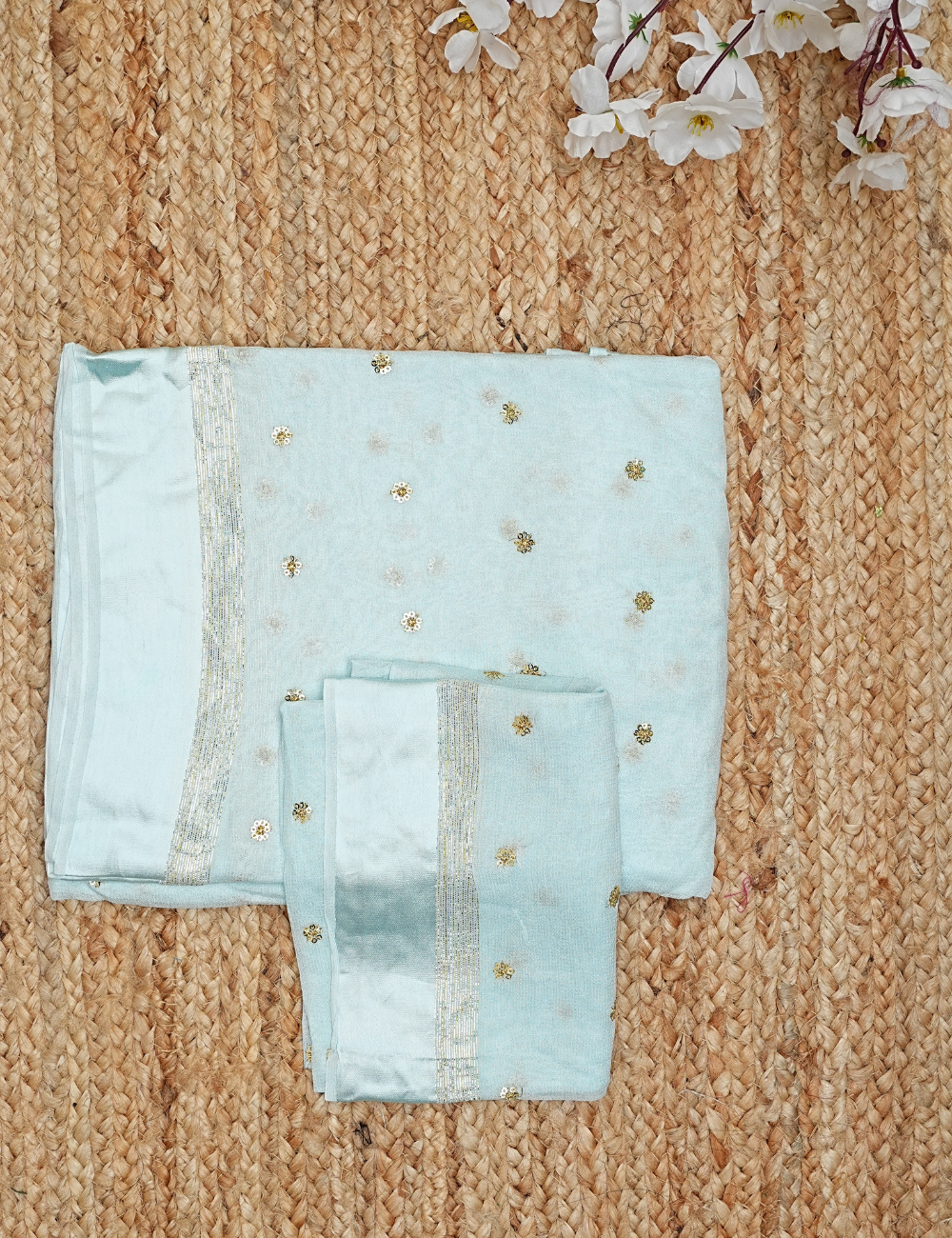 Ethereal Skyblue - Khadi cotton saree