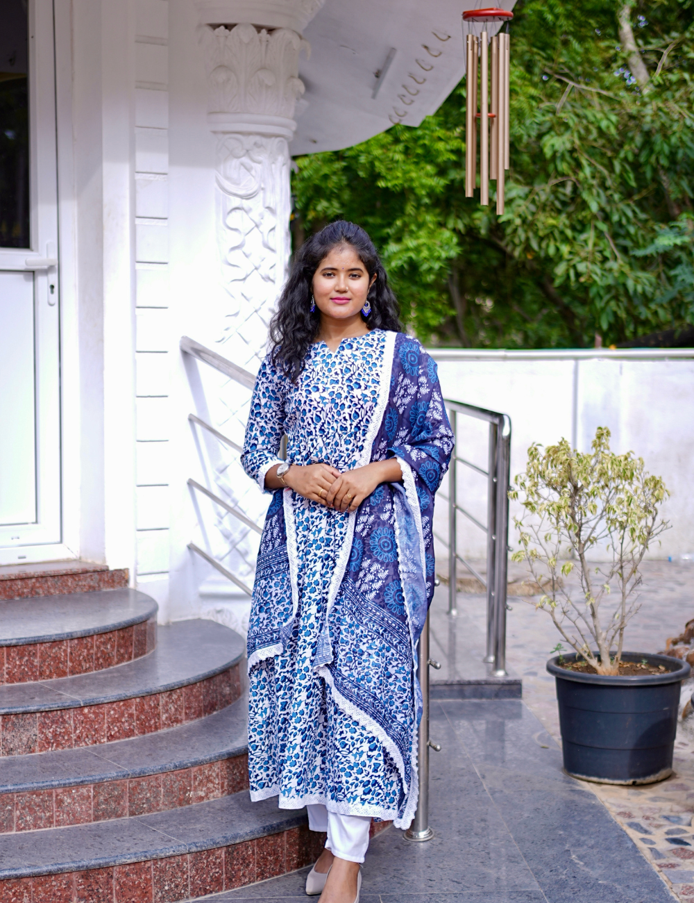 Azure Bloom - floral printed Kurta Set
