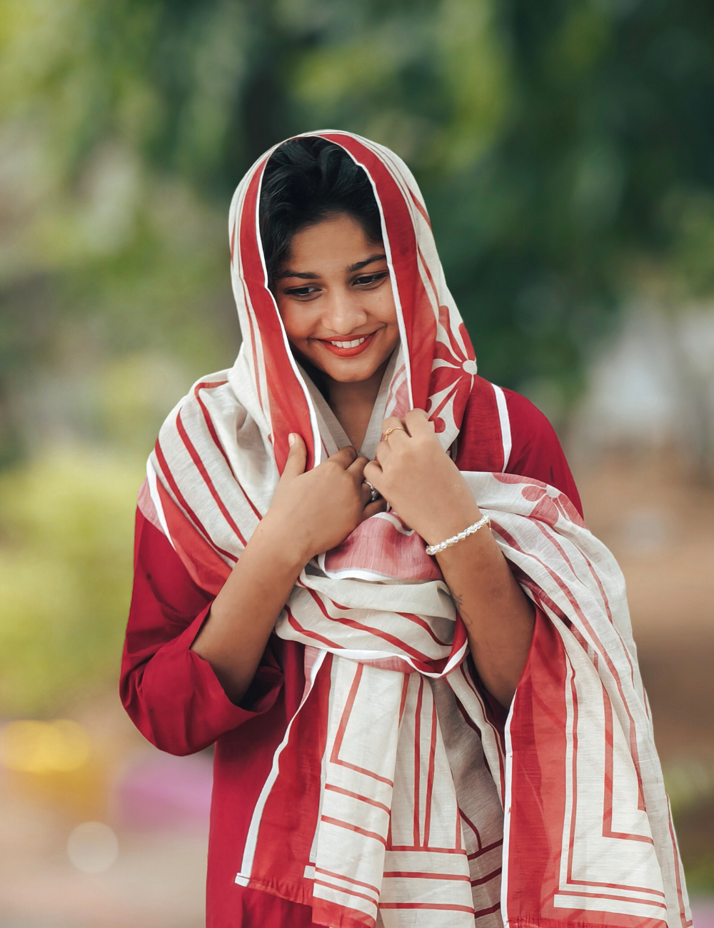 Crimson Elegance Roman Silk Kurti Set