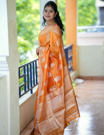 Golden Sunrise Banarasi Organza Saree