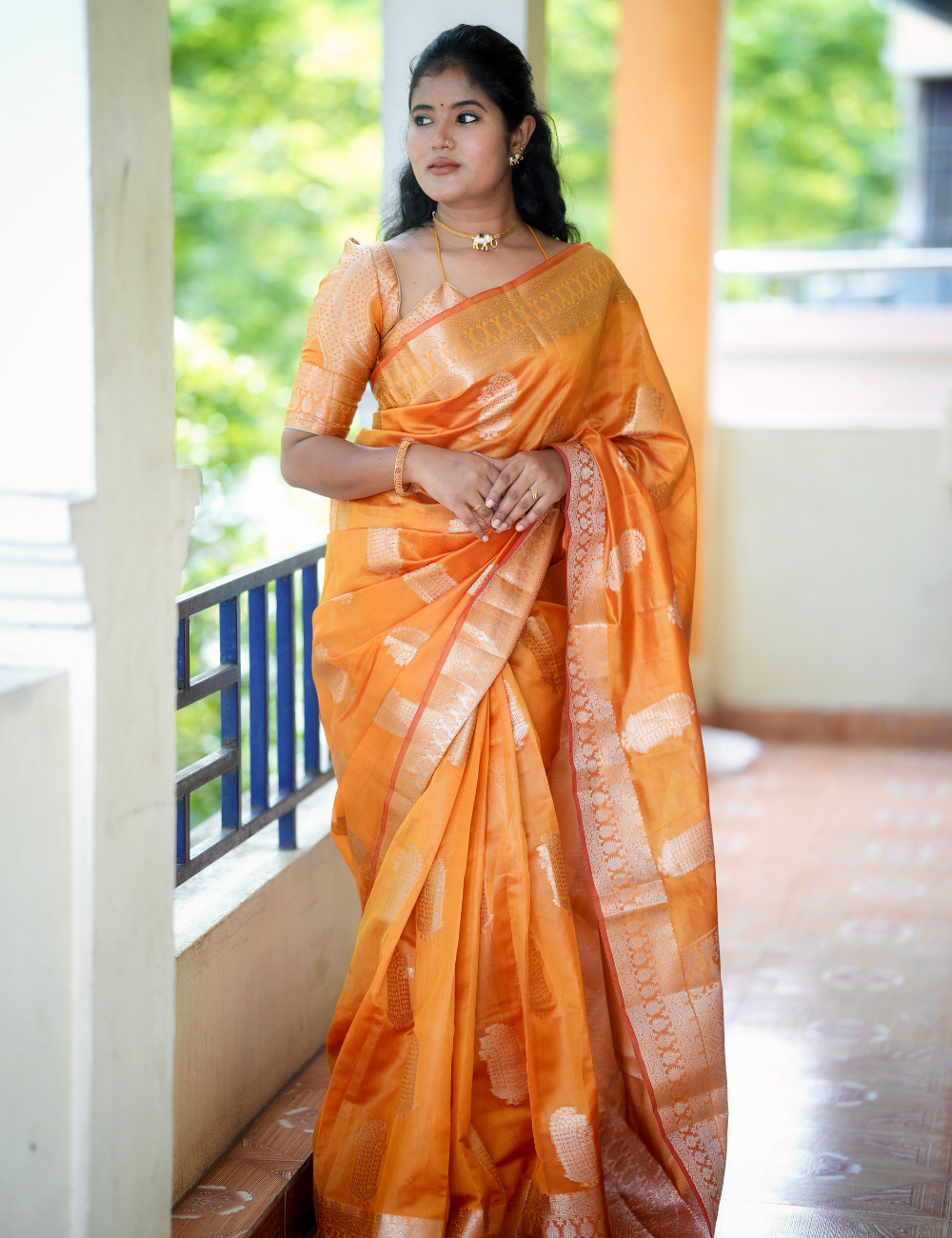 Golden Sunrise Banarasi Organza
