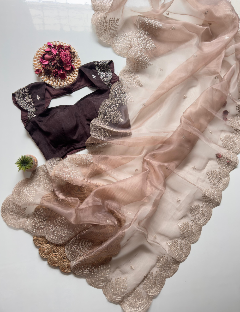 Elegance Whisper - Organza Tissue Saree