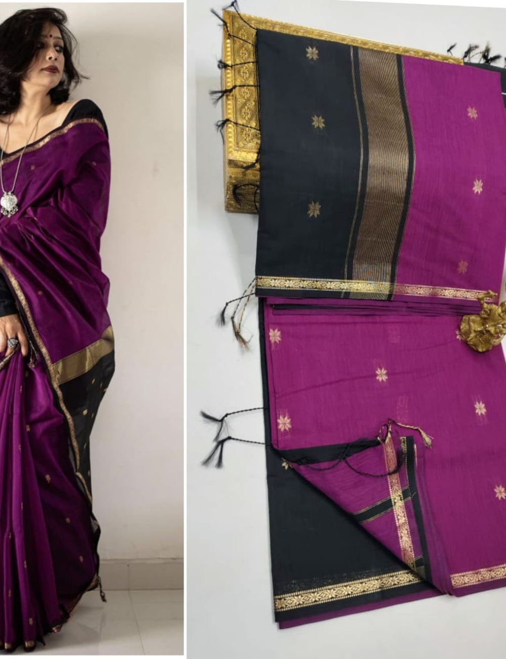 Handloom Maheshwari Silk Cotton Saree