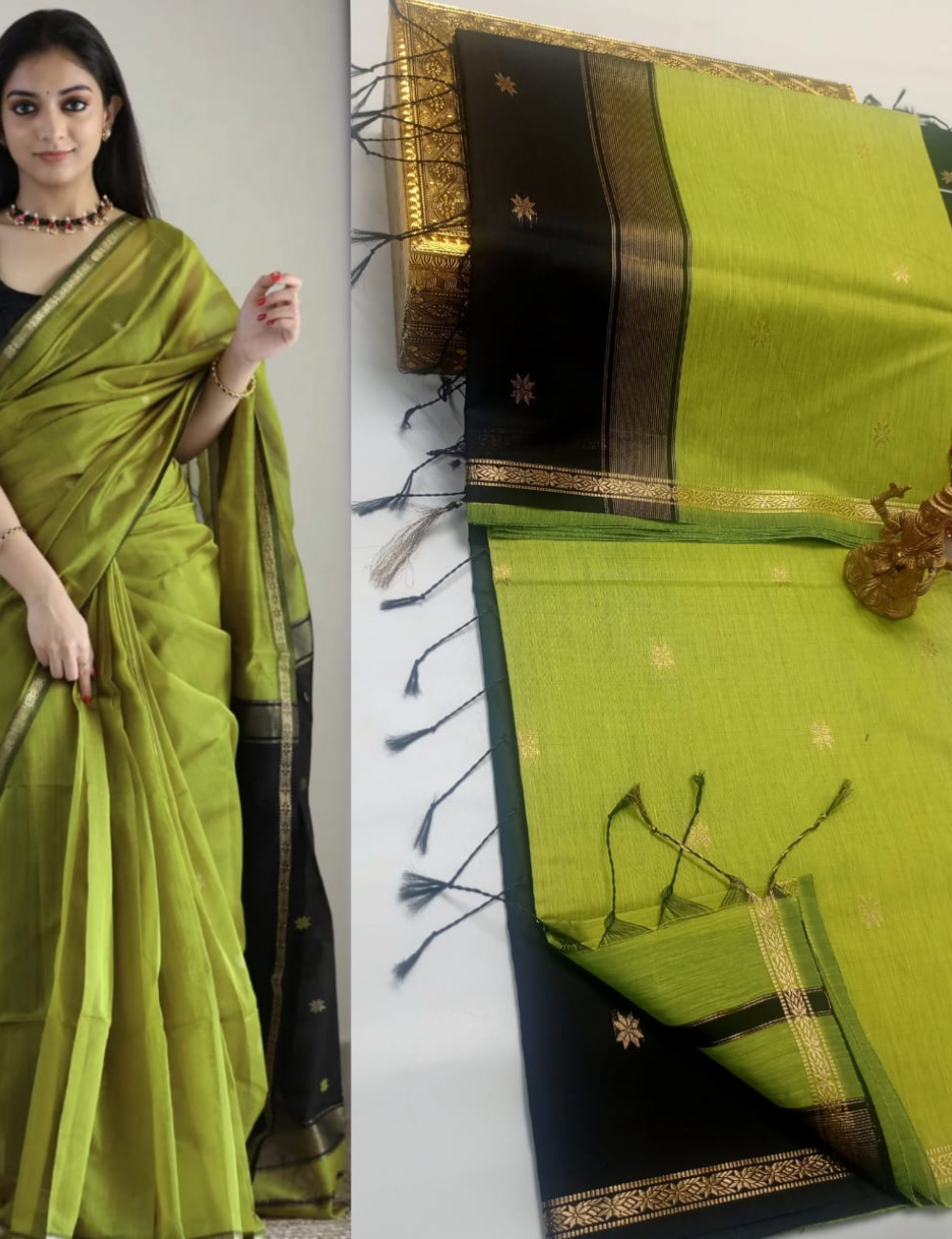 Handloom Maheshwari Silk Cotton Saree