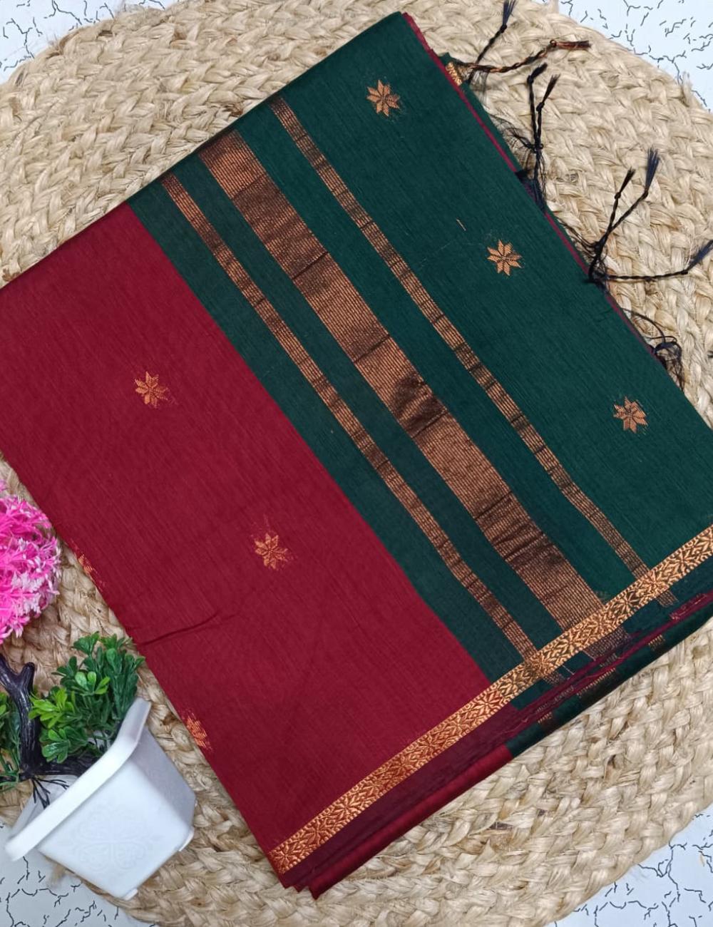 Handloom Maheshwari Silk Cotton Saree