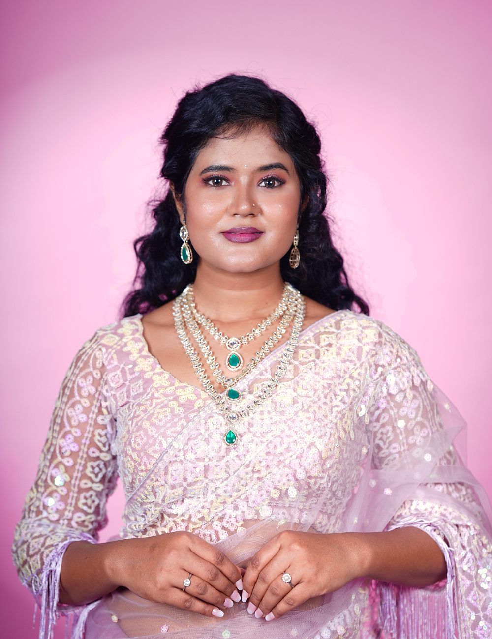 Lavender Sequins Soft Net Saree