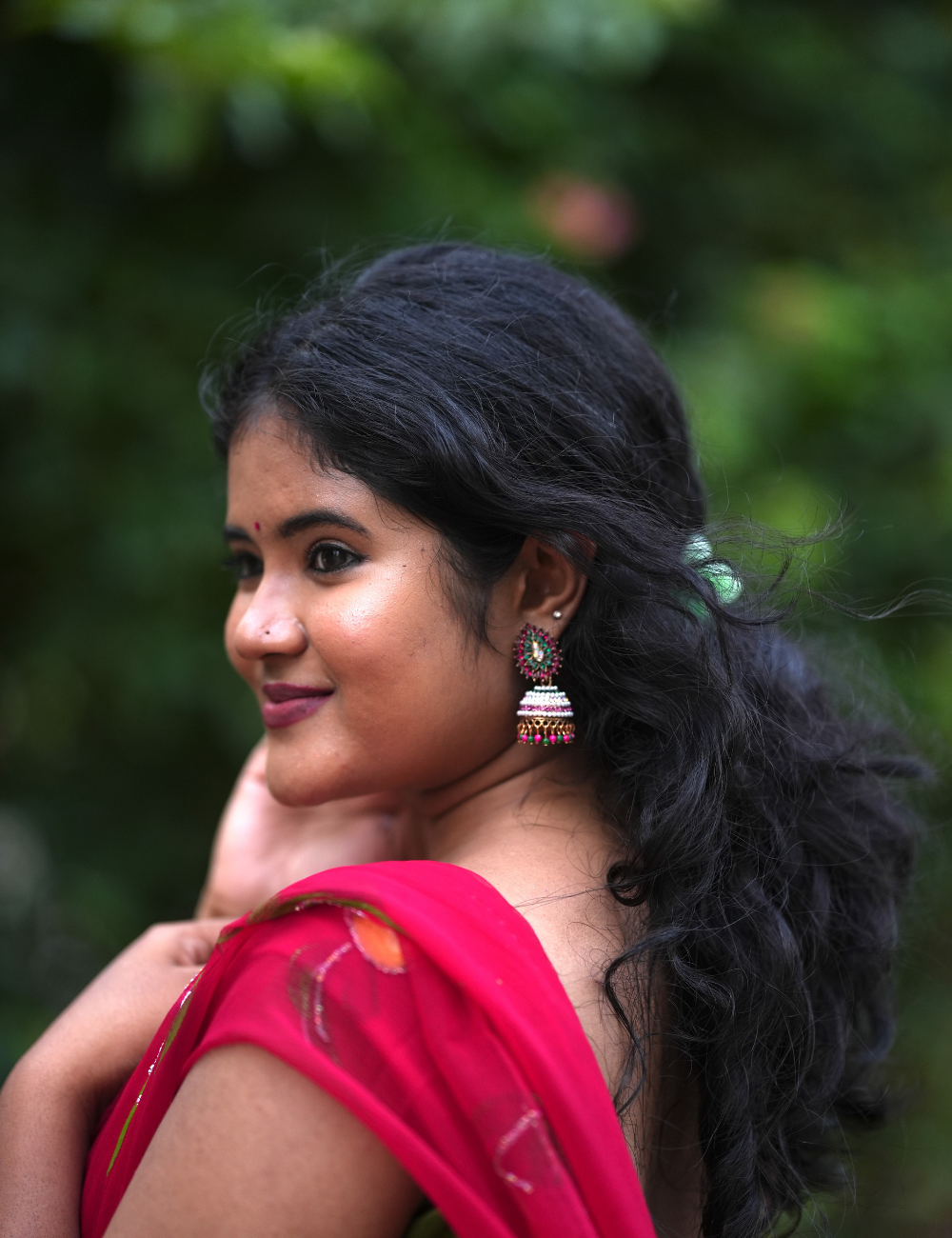 Georgette saree with flower blush print