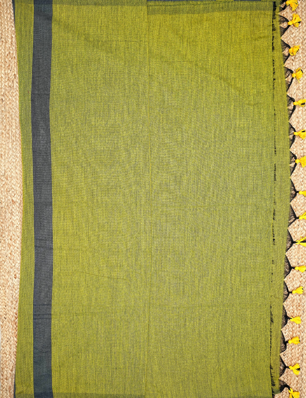 Lime Green Khadi cotton saree