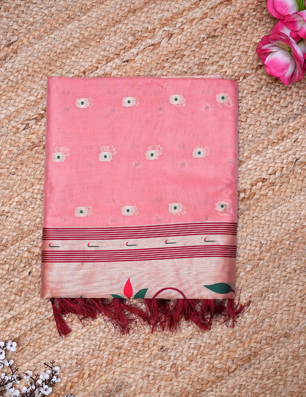 Blush Organza Paithani Tissue saree