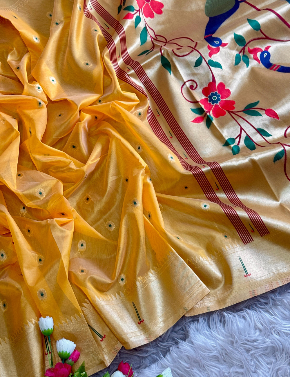 Blush Organza Paithani Tissue saree