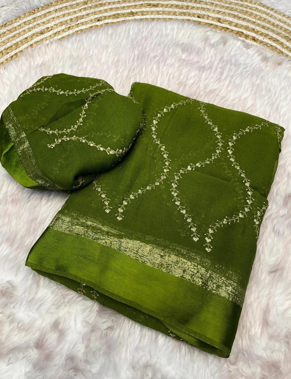 Royal viscose georgette with Satin Jaal