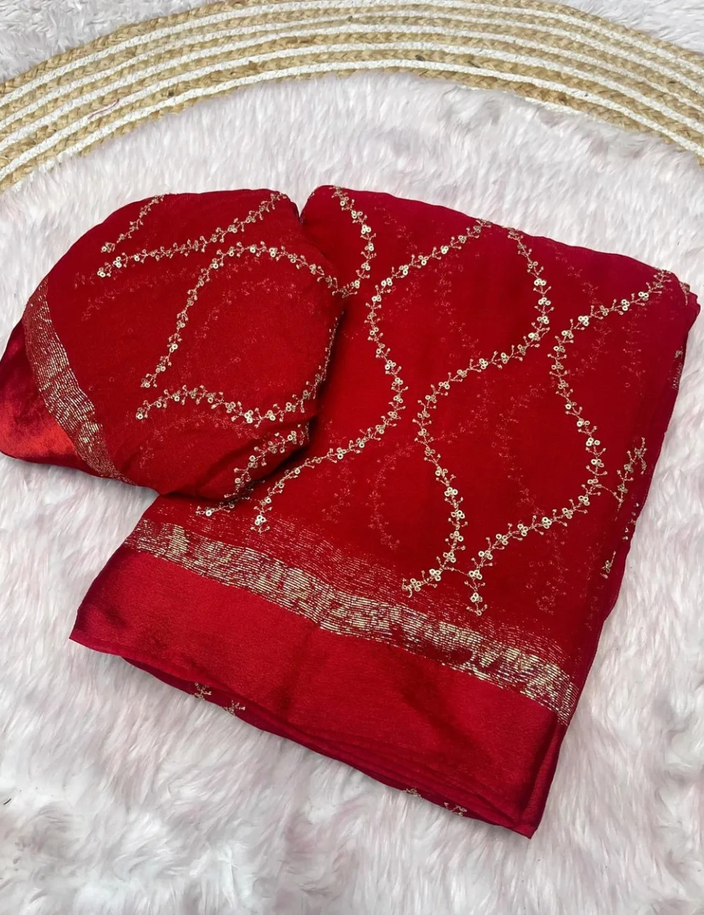 Royal viscose georgette with Satin Jaal