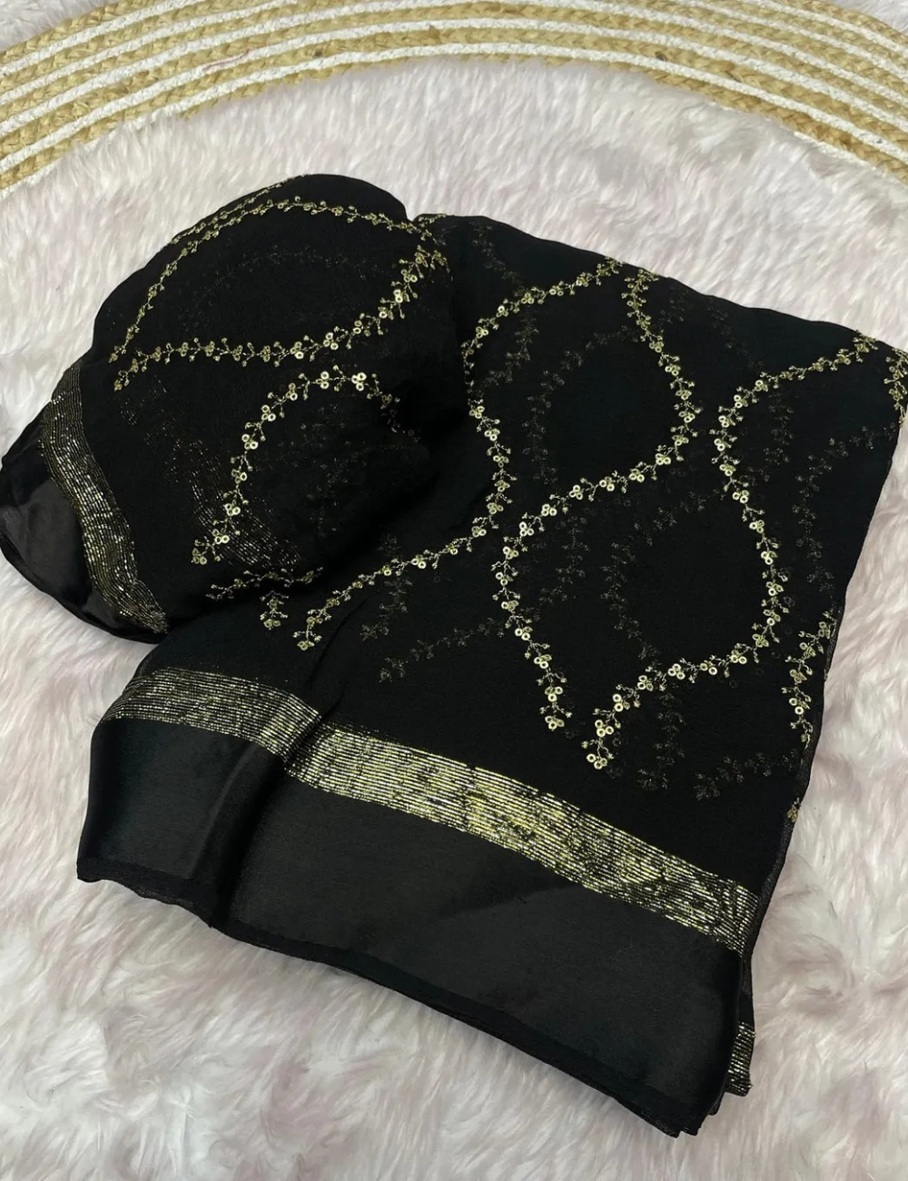 Royal viscose georgette with Satin Jaal