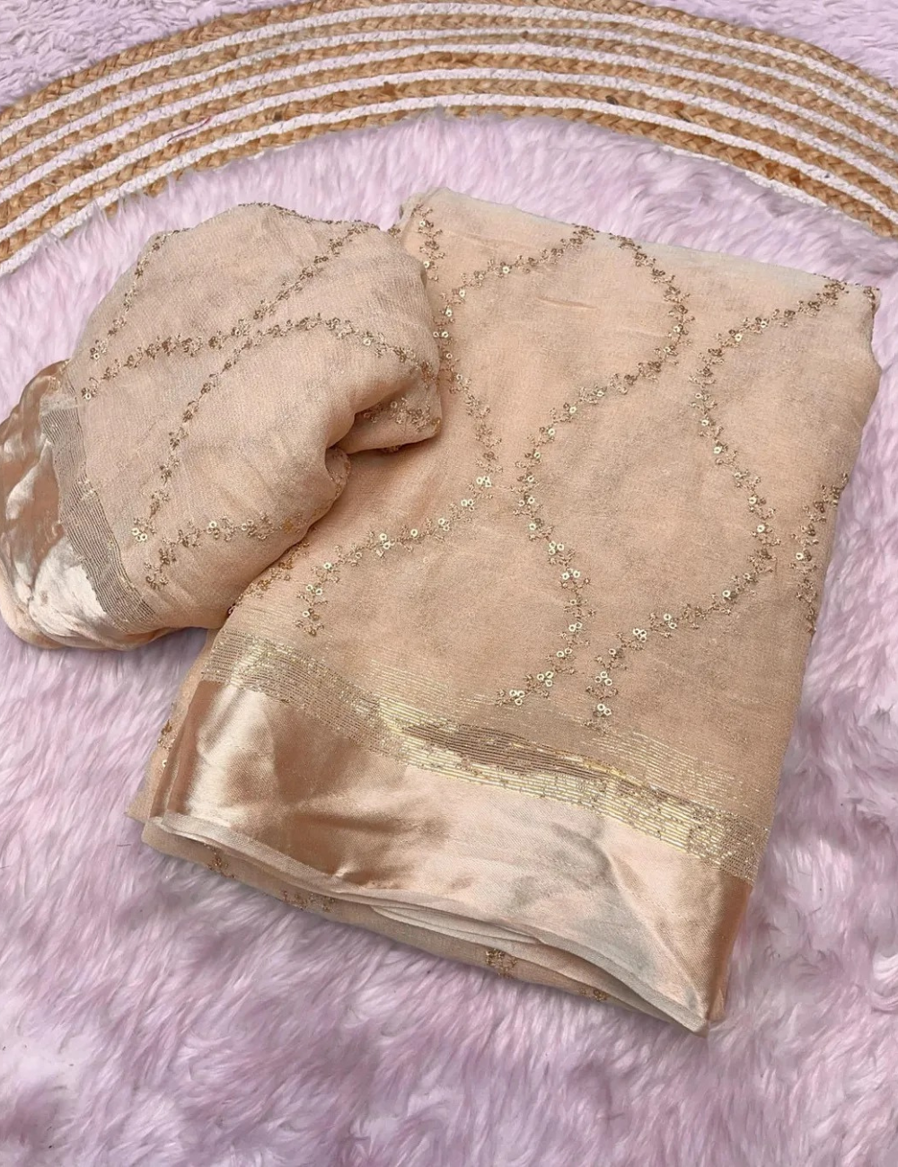 Royal viscose georgette with Satin Jaal