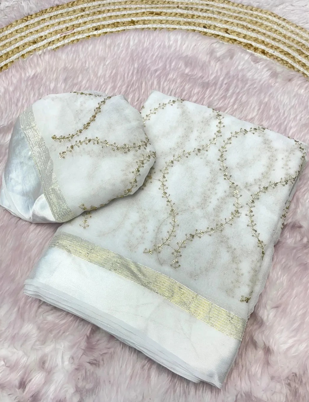 Royal viscose georgette with Satin Jaal