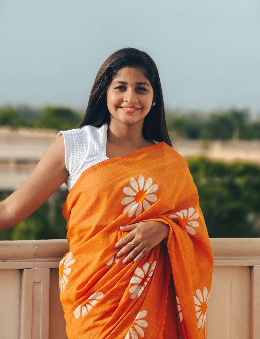 Sunshine Orange Khadi Cotton