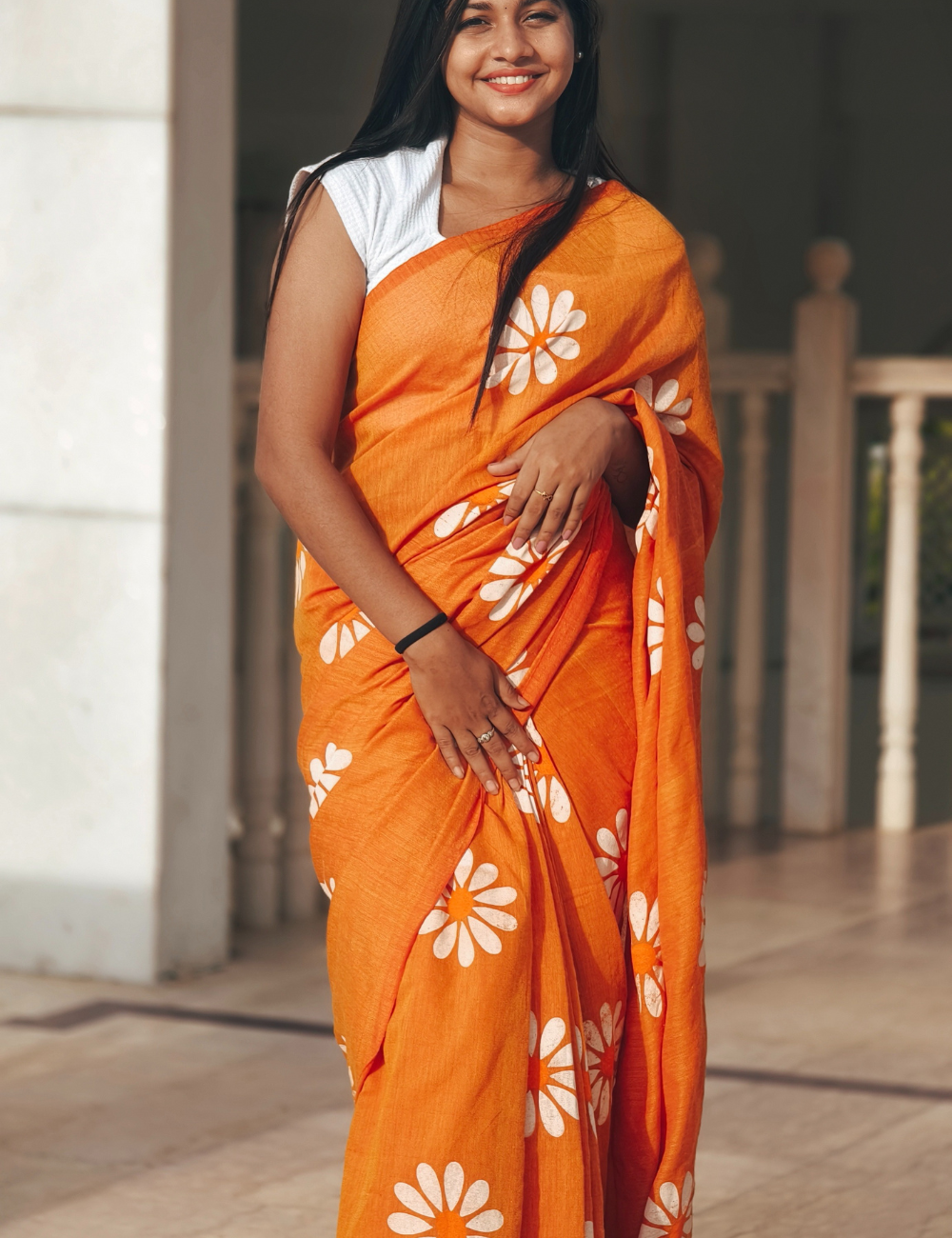 Sunshine Orange Khadi Cotton