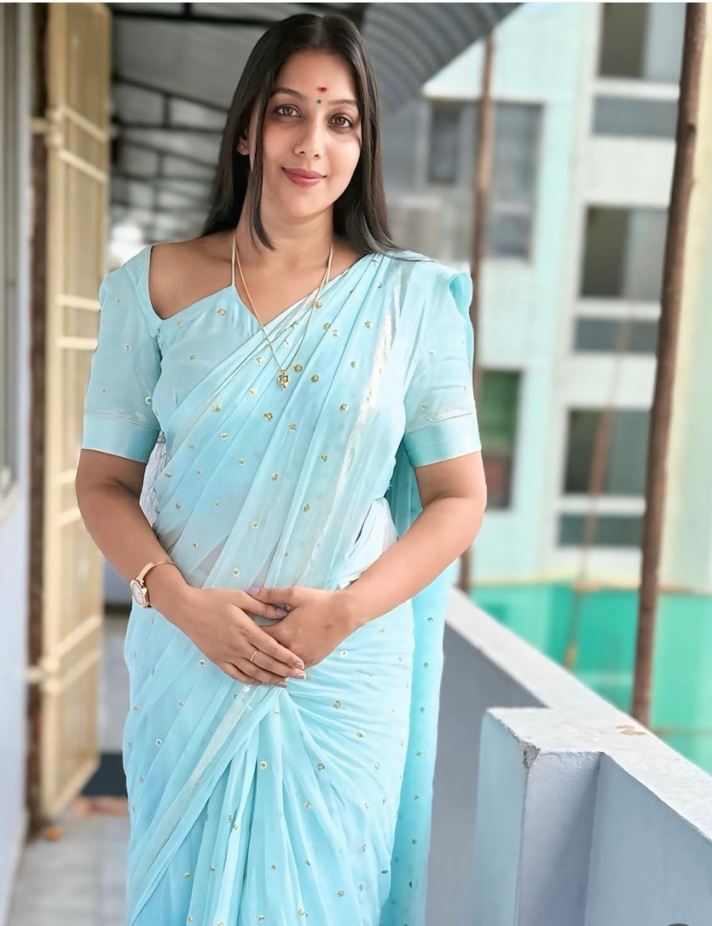 Ethereal Skyblue - Khadi cotton saree