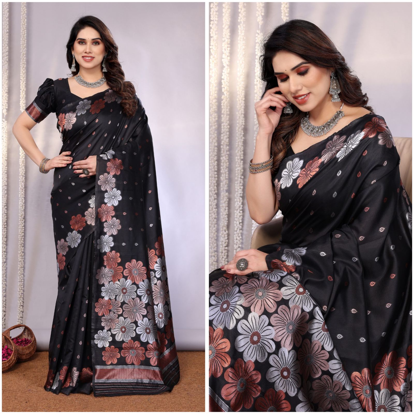Banarasi Soft Silk with Floral Weaving