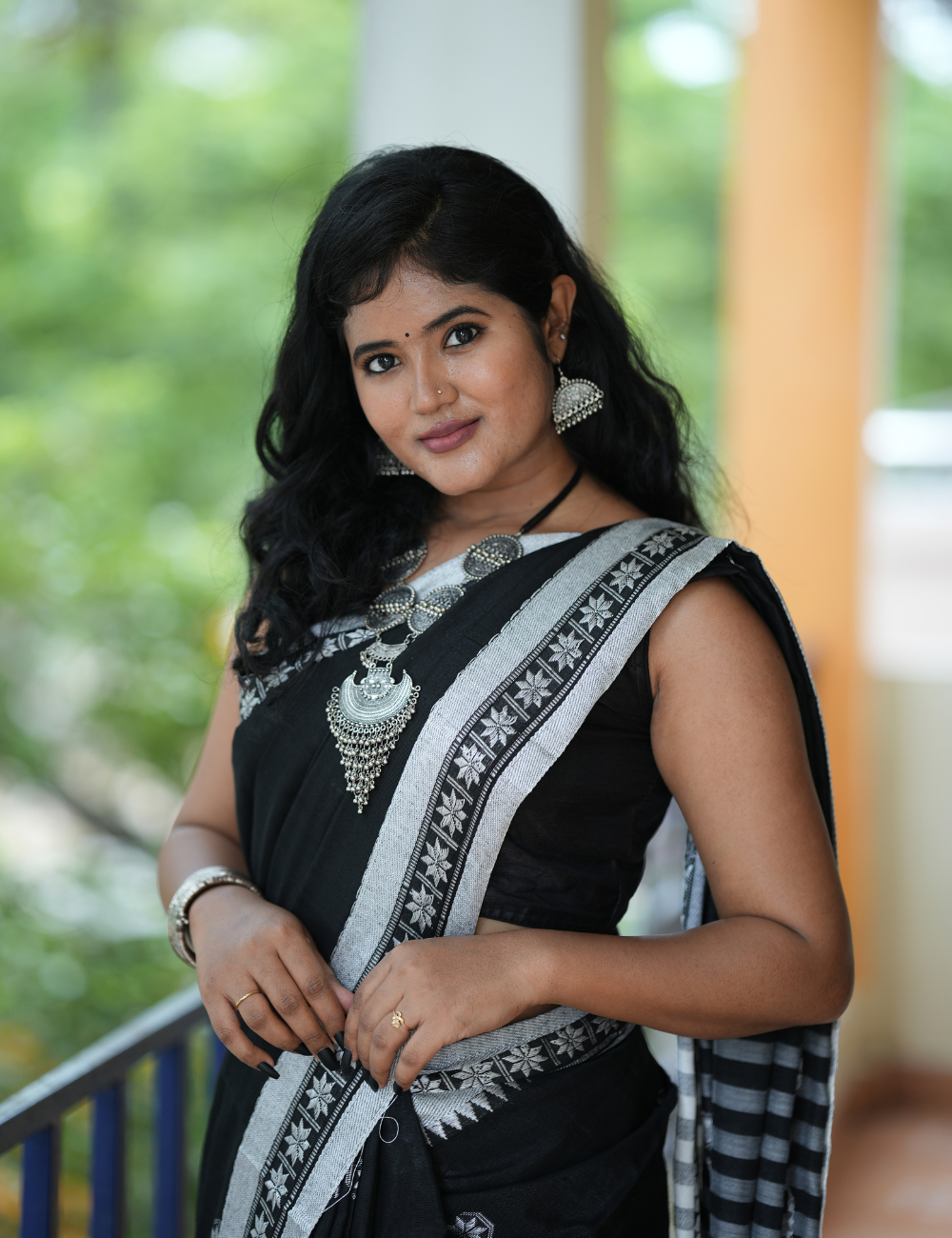 Midnight Bloom Pushpa Cotton Saree