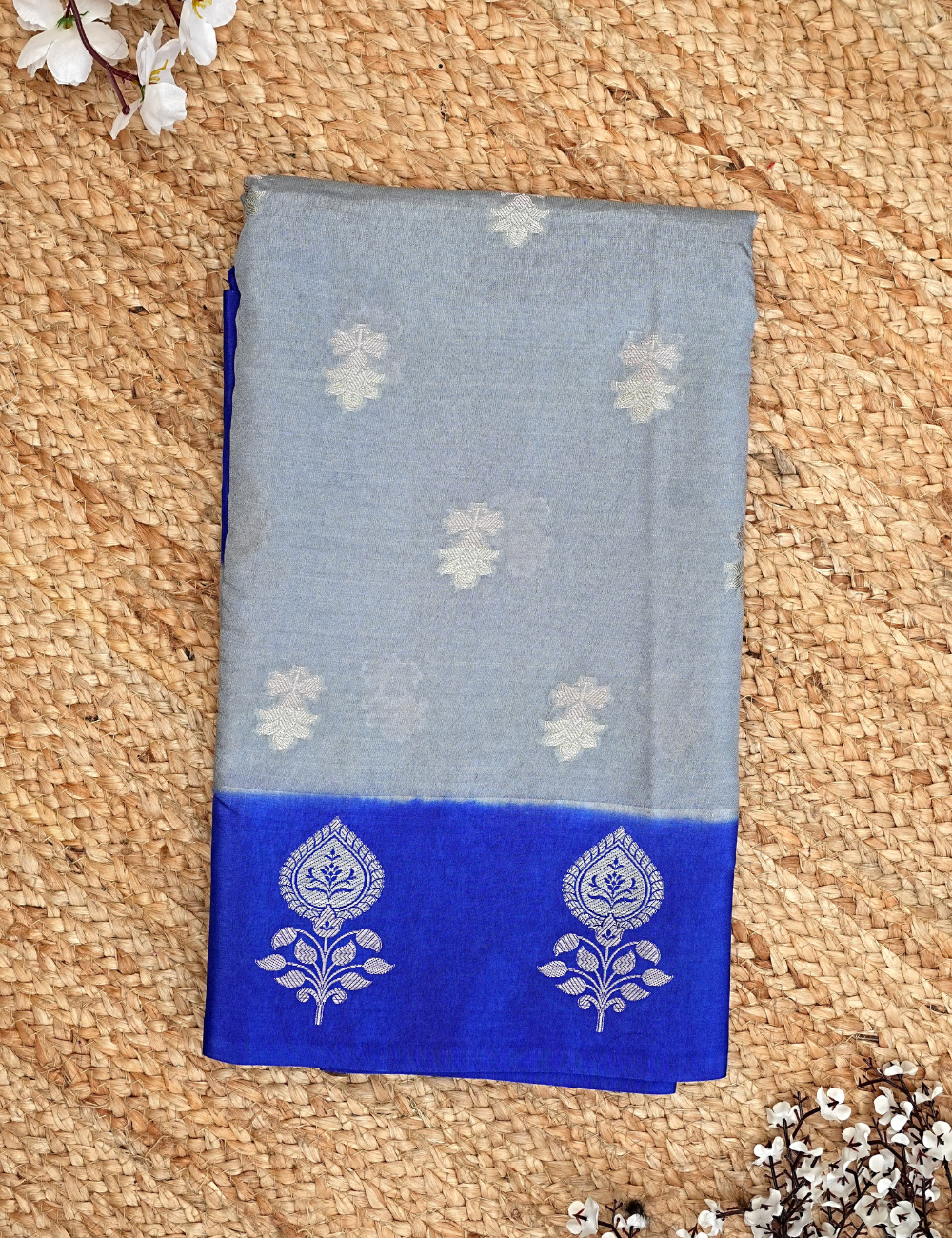 Grey - Blue semi katan silk
