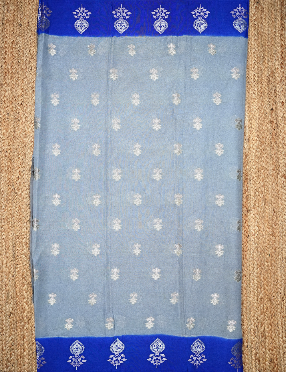 Grey - Blue semi katan silk