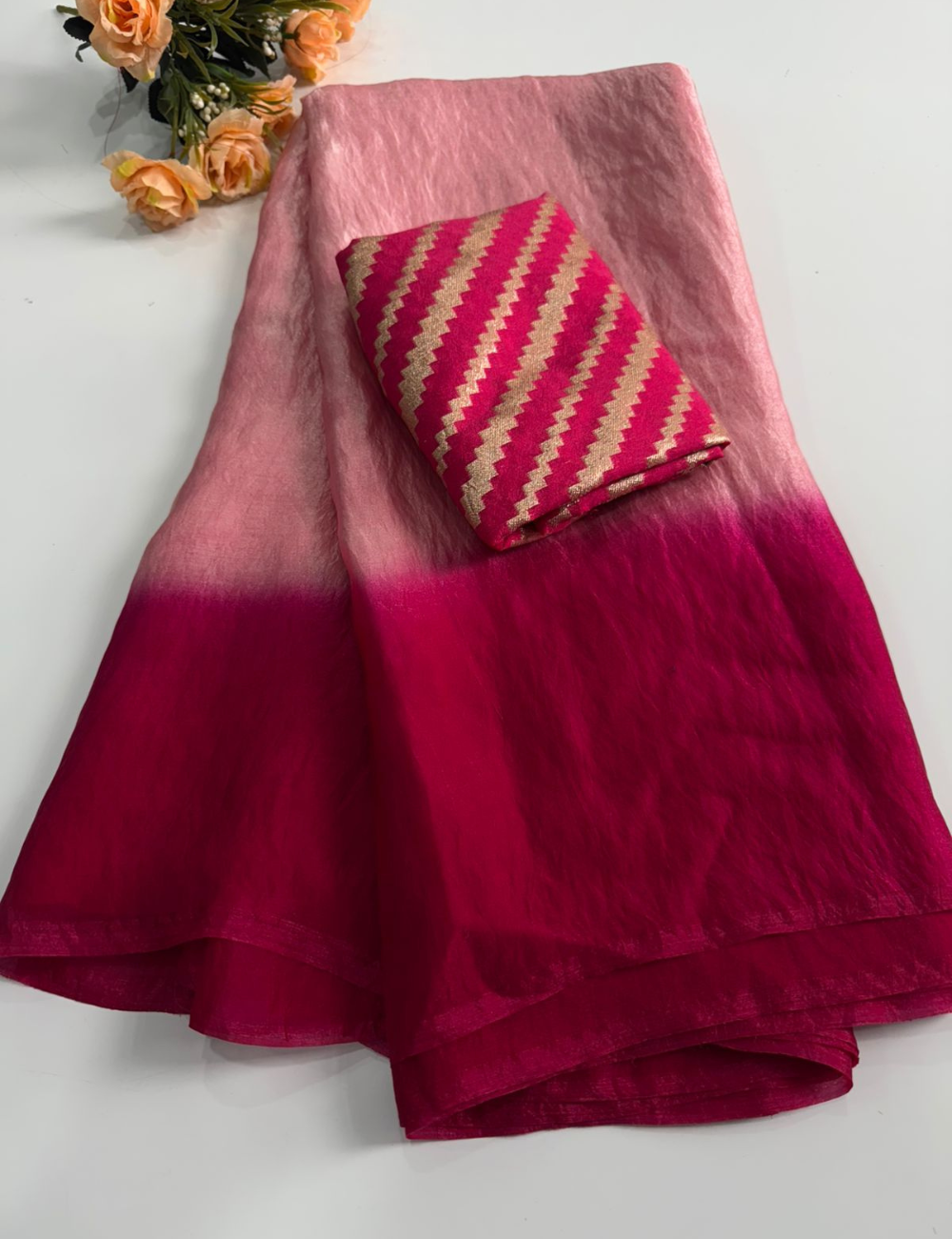 Fendy Satin with Banarasi Dola Silk Blouse