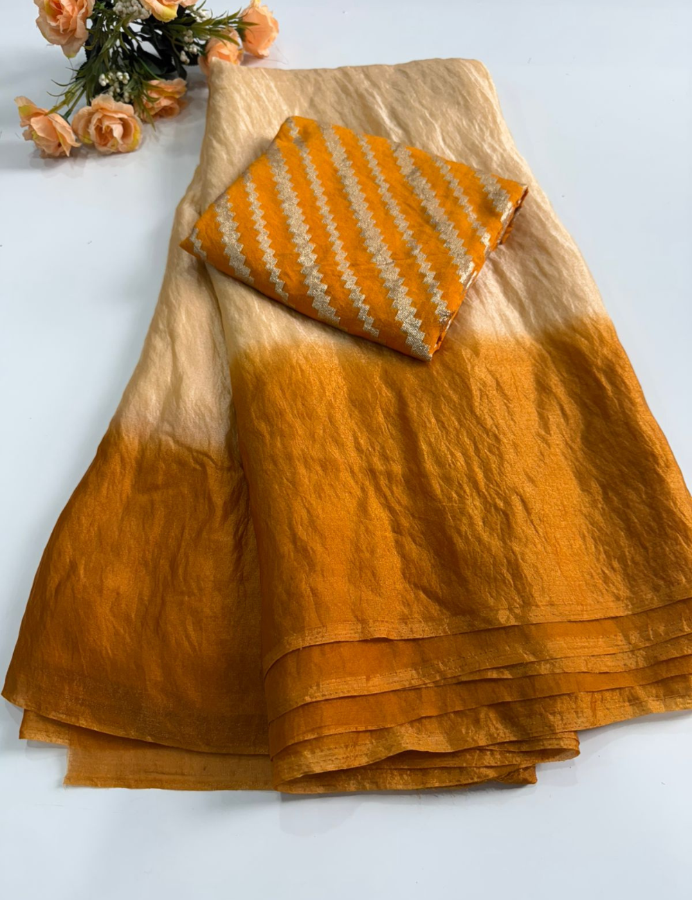 Fendy Satin with Banarasi Dola Silk Blouse