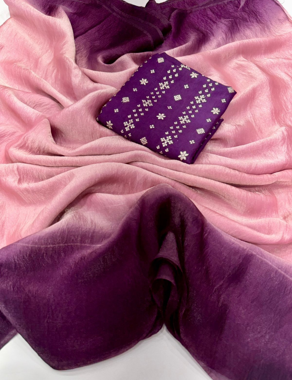 Fendy Satin Dual-Shade Saree